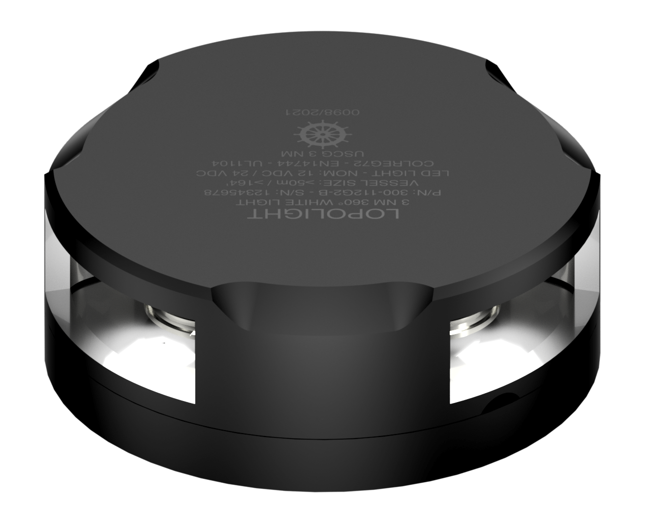 3nm Masthead/360° White, black anodized